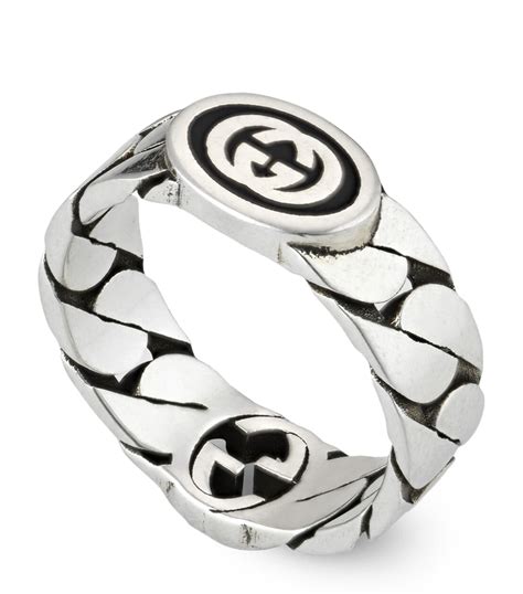 gucci sterling silver logo ring|interlocking g ring in silver.